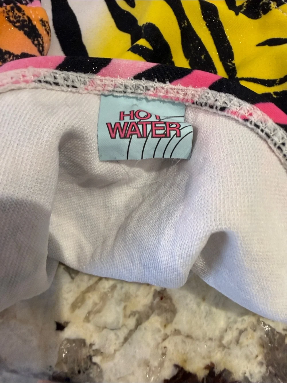 Hot Water Neon Zebra-Print Bikini Bottoms in Pink and Yellow